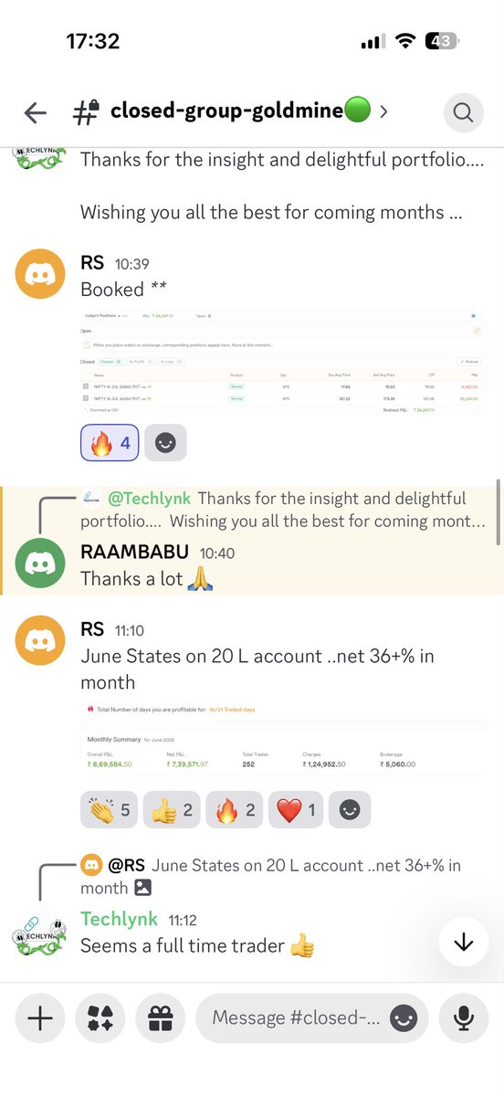 wealthbuiler's tweet photo. 📊 NIFTY50 COMMUNITY SCOREBOARD | POWER OF THE SYSTEM 📊

The GOLDMINE STRATEGY compounding engine is working flawlessly. From 1-lot accounts to full-time size, our community is executing pure rule-based math over market noise.

Check today's verified community scoreboard:

 RS: +₹7,39,571.97 Net (June Summary) & +₹72,594 (Daily Booked)
 Vansh: +₹48,150 Net (30 days on 1.6L capital)
 Galaxy_hitch_hiker: +₹23,930 Net (June Summary)
 Saga: +₹12,232.02 Net (June Summary)
 Vinay BV: +₹5,485.00
 Sudharshan Reddy: +₹3,861.00
 Soaleh: +₹1,817 (1-lot discipline)

Stop guessing market direction. Learn the framework, manage your risk parameters, and trade like an institution. 🛡️

💬 Live Trading Floor: https://t.co/Rmy4WNDVU1
🎓 Systematic Course: https://t.co/SwuRATkENA

#OptionSelling #SystematicTrading #Nifty50 #GoldmineStrategy #StockMarketIndia #FnOSystematics