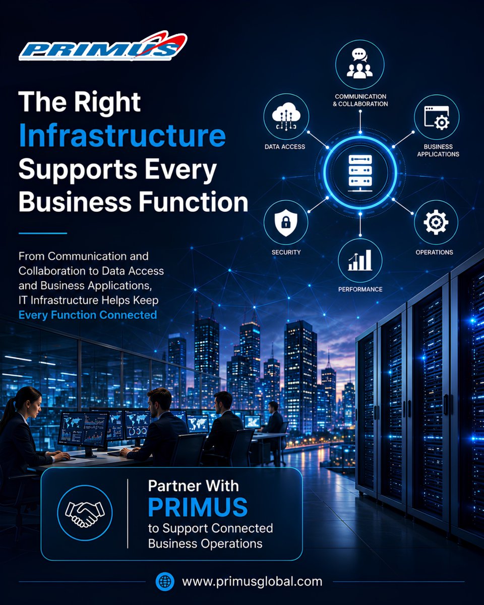 Primus_Services's tweet photo. A strong IT infrastructure powers secure, connected, and efficient business operations
Build the foundation for long-term growth with PRIMUS
🌐 https://t.co/4NciZu524H
#ITInfrastructure #EnterpriseIT #DigitalTransformation #ITServices #PRIMUS https://t.co/P6J10wbBLx
