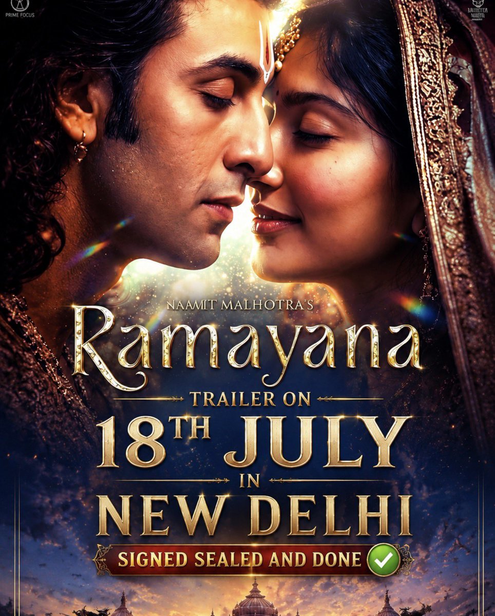Its_CineHub's tweet photo. EXCLUSIVE :- The BIGGEST - MOST AWAITED and the HISTORIC TRAILER of INDIAN CINEMA EVER #Ramayana to release on 18th July in Delhi💥🧨

Get ready for the #RanbirKapoor MANIA, #Yash UNBELIEVABLE SCREEN PRESENCE and #SunnyDeol ROARR 🔥🔥🔥

This is ONCE IN A CINEMATIC EVENT FOR HINDI CINEMA and I AM GONNA COVER IT MADLY and WILDLY. Milte hai jaldi ;)