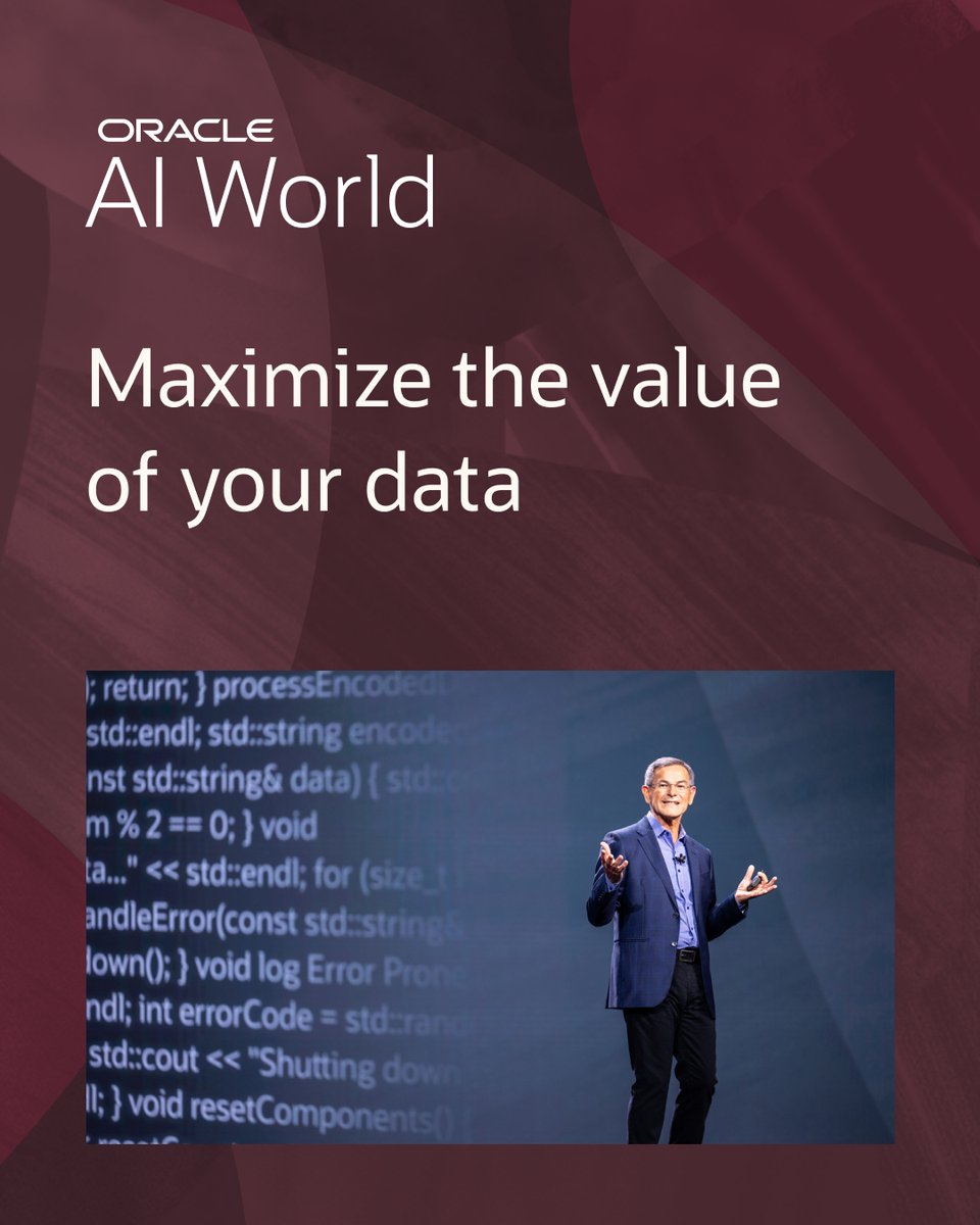 marcmanuel's tweet photo. Join the Oracle team at #AIWorld to learn how organizations are applying Oracle AI Database capabilities to boost productivity and gain actionable insights. https://t.co/f5Hjv3QdFq https://t.co/ewjA0mzvy6
