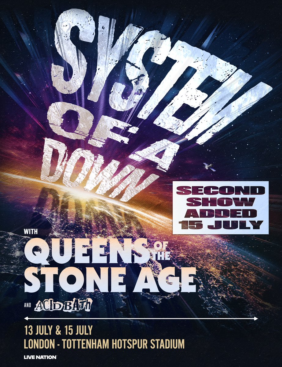 original247rock's tweet photo. Where to find System of a Down Merch Stands in London
https://t.co/bm2hT0ecAH https://t.co/JLNjPekRVd