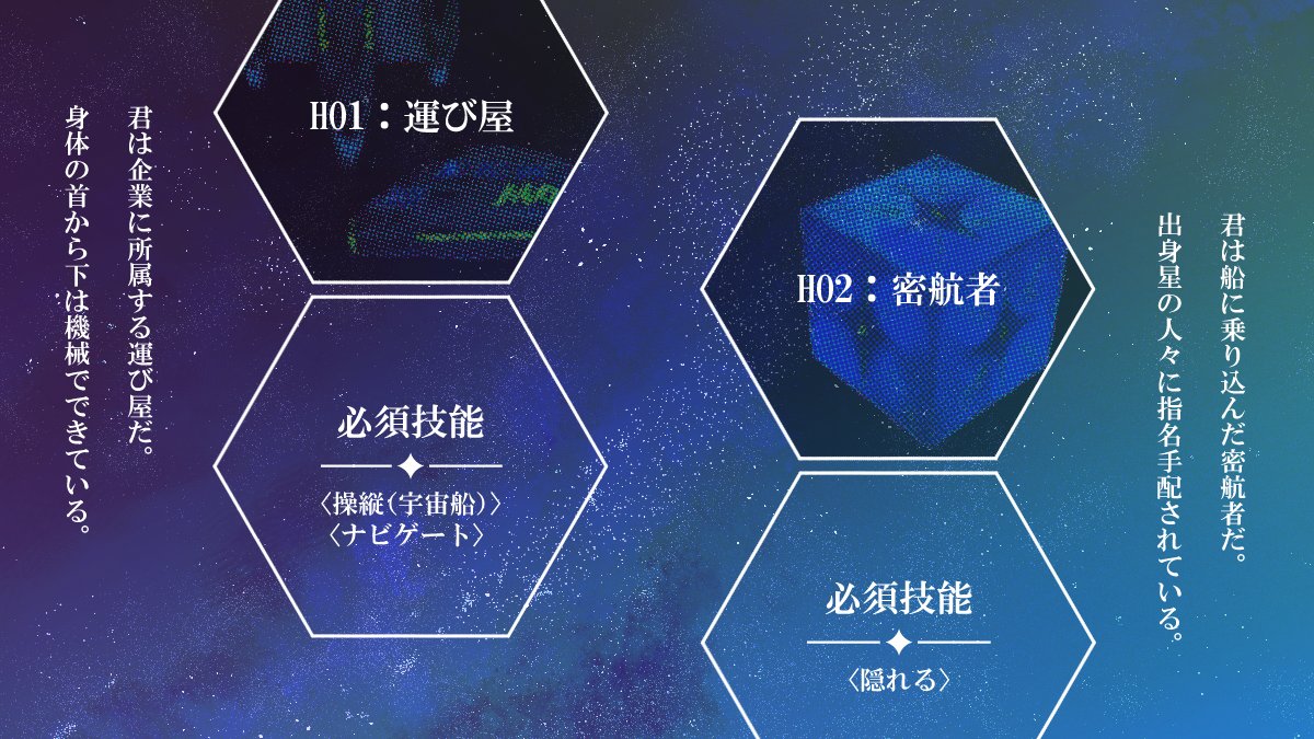 sa_line_9's tweet photo. クトゥルフ神話TRPG
『極天のアドラステイア』

宇宙のどこか。遠い遠い銀河のはて
星々を巡る運び屋と星に狙われた密航者
二人の破滅に至るまでの旅のはなし

HO1：運び屋
HO2：密航者

・booth
https://t.co/RsL96JyXvV

#クトゥルフ神話TRPG #CoCシナリオ https://t.co/iVBCq8WXkE
