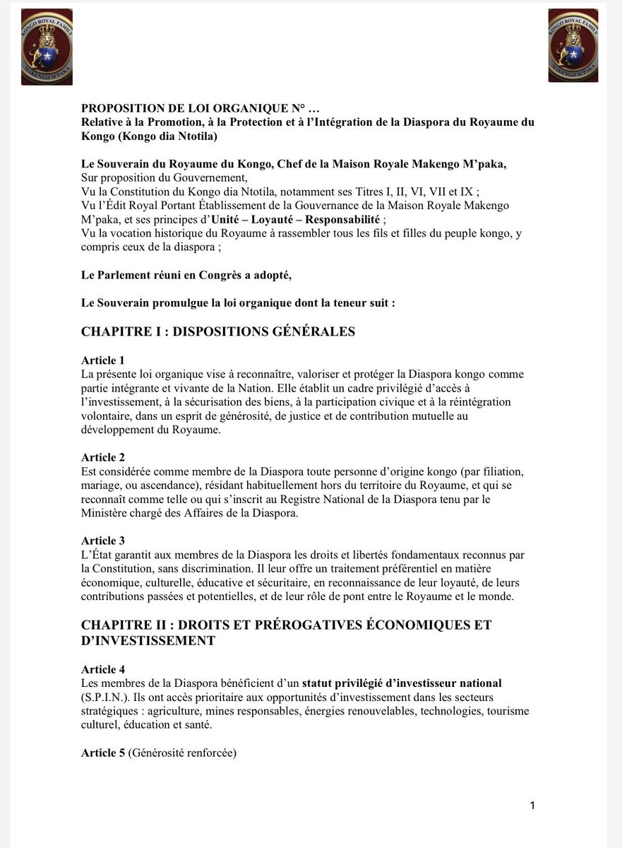 k_royalfamily1's tweet photo. Le Roi du Kongo vient de signer une loi historique pour la Diaspora !
Exonérations, protection, investissements prioritaires… La Diaspora est enfin reconnue ! 🇨🇩✨
Vous validez ? 👇
#DiasporaCongolaise #Kongo #fyp https://t.co/OBfFukxS5o