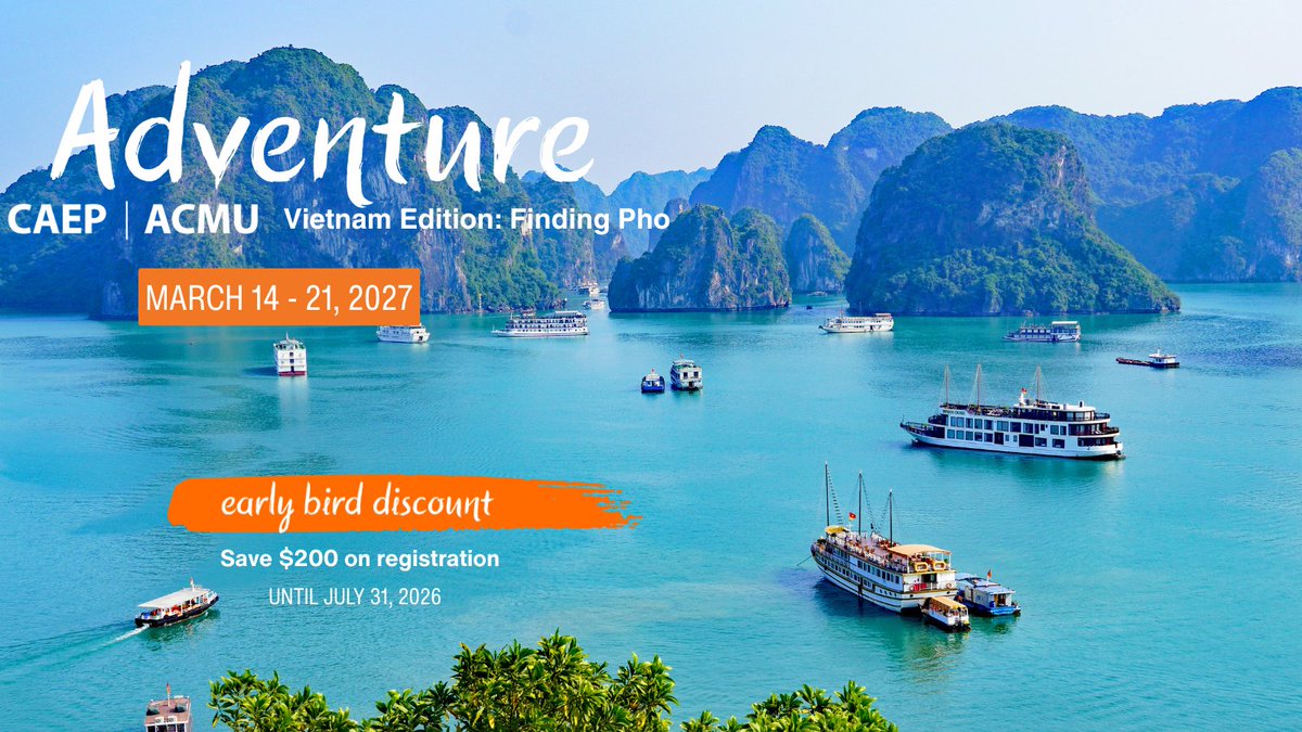 CAEP_Docs's tweet photo. 🍜 Find pho. Find adventure. Find inspiration.
Join Adventure CAEP 2027: Vietnam Edition and experience the Land of Timeless Charm while earning CPD credits and exploring Vietnam’s rich culture. Register by July 31, 2026 to save $200.
🔗 https://t.co/CLv5V3m51O
#AdventureCAEP2027 #FindingPho #Vietnam #CAEP