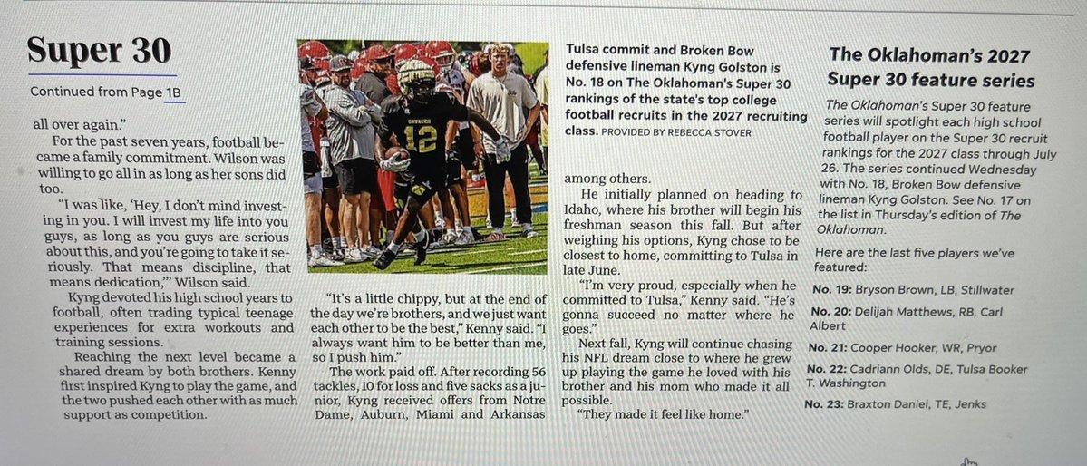 BeaversBend's tweet photo. Congratulations @KyngGolston54. Very happy you’re a Broken Bow Savage! @BBSavageFB @CoachLang7 #D1Recruiting #Tulsa #FootballRecruiting https://t.co/S0Mnx5XLjR