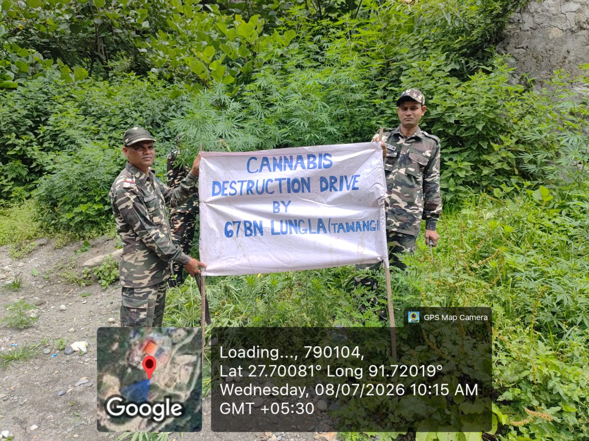 67BnSSB_INDIA's tweet photo. 67वीं वाहिनी, सशस्त्र सीमा बल, लुंगला द्वारा Admn. Base Jemeithang के कार्यक्षेत्र में लगभग 1.0 एकड़ प्राकृतिक रूप से उगी जंगली भांग को नष्ट किया गया। अभियान में स्थानीय पुलिस प्रशासन ने भी सहभागिता निभाई।

#NashaMuktBharat #SSB #SSBIndia #SSBFtrTezpur https://t.co/yybxNQmquK
