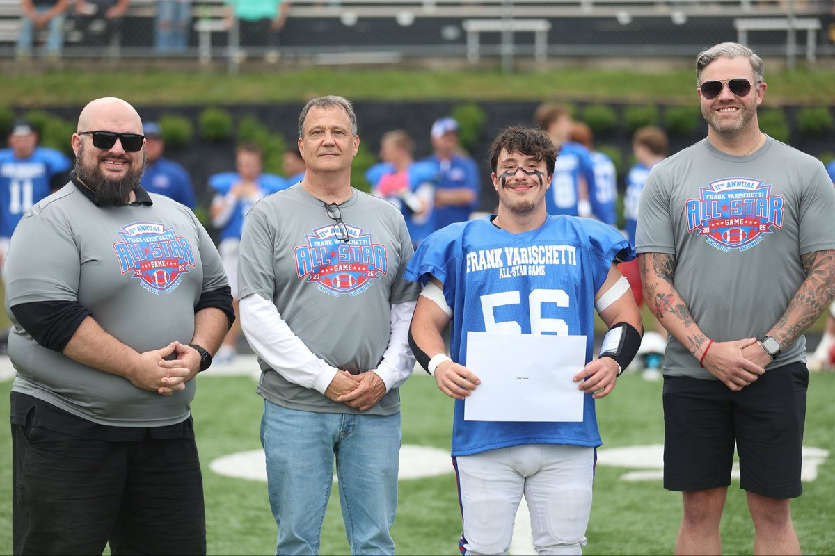 FrankVarischet1's tweet photo. Congratulations to Thomas Shrubb of Kane, the recipient of the CNB Bank Scholarship at the 11th Annual Frank Varischetti All-Star Game. Thomas will attend Slippery Rock University to study Exercise Science. 
 
Photo courtesy of Zak Lantz/The Courier Express https://t.co/yO1rbxeEOn