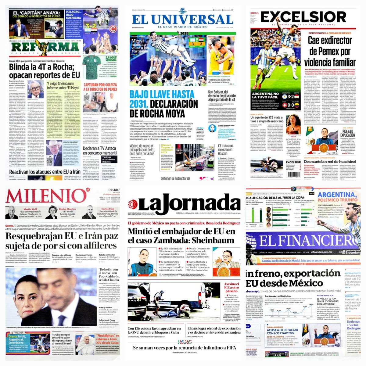 daniellemx_'s tweet photo. Prensa en México ... #Reforma #ElUniversal #Excélsior #Milenio  #LaJornada #ElFinanciero #8julio2026 https://t.co/eTleuFD8Dv