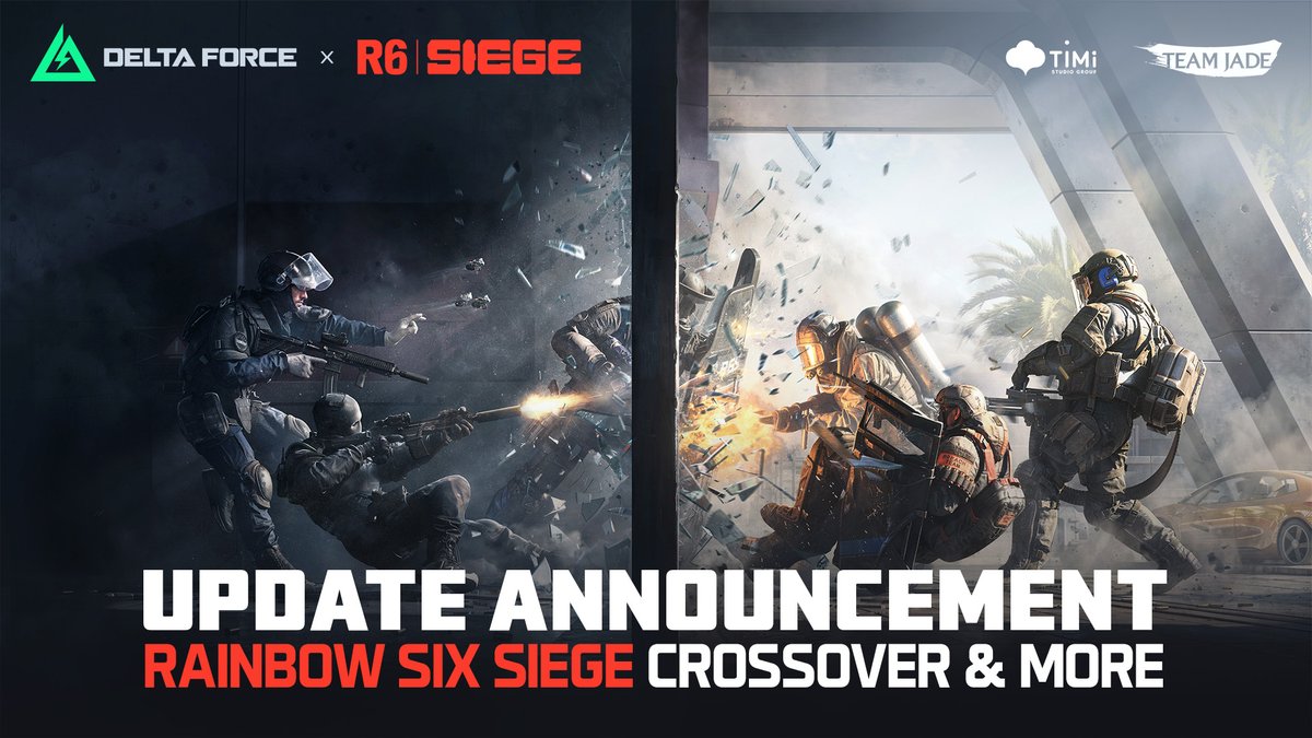 DeltaForce_Game's tweet photo. Update Incoming

The Rainbow Six Siege collab arrives on July 10.

Play collab missions, earn Alpha Packs, unlock free Operator Bundles, Black Ice appearance, and get the limited-time Remote-Control Drone in Operations via in-game task.

Details here: https://t.co/Uezeej44gj