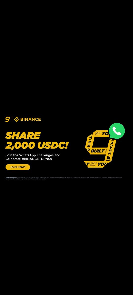 khosani36's tweet photo. Celebrate Binance's 9th Anniversary by exploring exciting opportunities in the crypto world. Join the official Binance group to stay updated with the latest news.

Joining link 🖇️: https://t.co/N9XI7YZEAi

#Binance #BinanceTurns9 https://t.co/toOoCWbxxk
