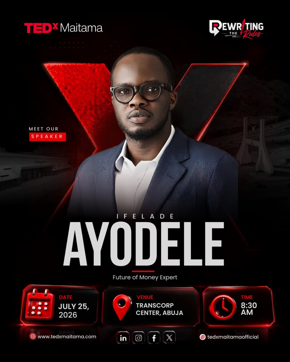 TEDxMaitamang's tweet photo. @Ifelade He'll challenge how we think about the invisible systems shaping commerce, opportunity, and our increasingly connected world.

Get your ticket today here, https://t.co/Q8ym60ZKhw, before the next price increase. https://t.co/yhG6jw4r39