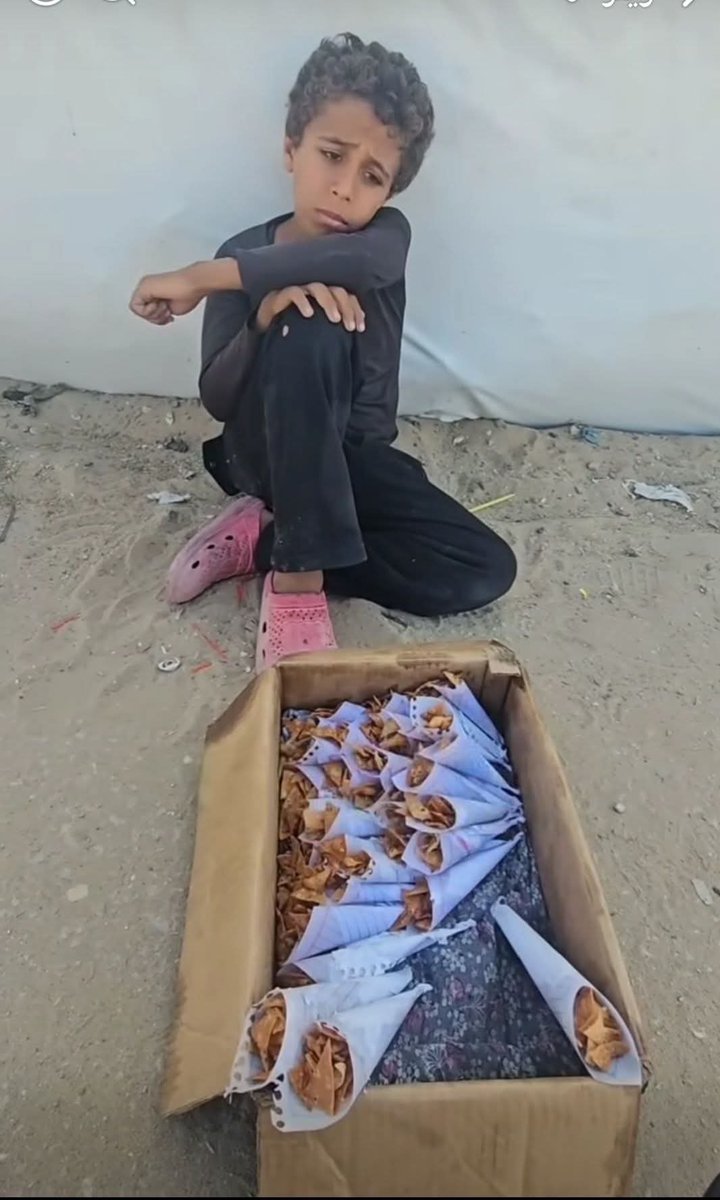 saud68087's tweet photo. كمية البؤس والحزن والألم والفاقة التي تراها في عيني  هذا الطفل الفلسطيني من أطفال غزة تكفي لتكدر كل متع الحياة التي نغرق فيها دون أن نشعر بهم ..يعمل في بيع الشبس طول اليوم لصالح أحدهم مقابل دولار واحد فقط!!! 

أي واقع مؤلم يعيشونه ..يا الله 💔💔💔 https://t.co/YhR1Se8guB