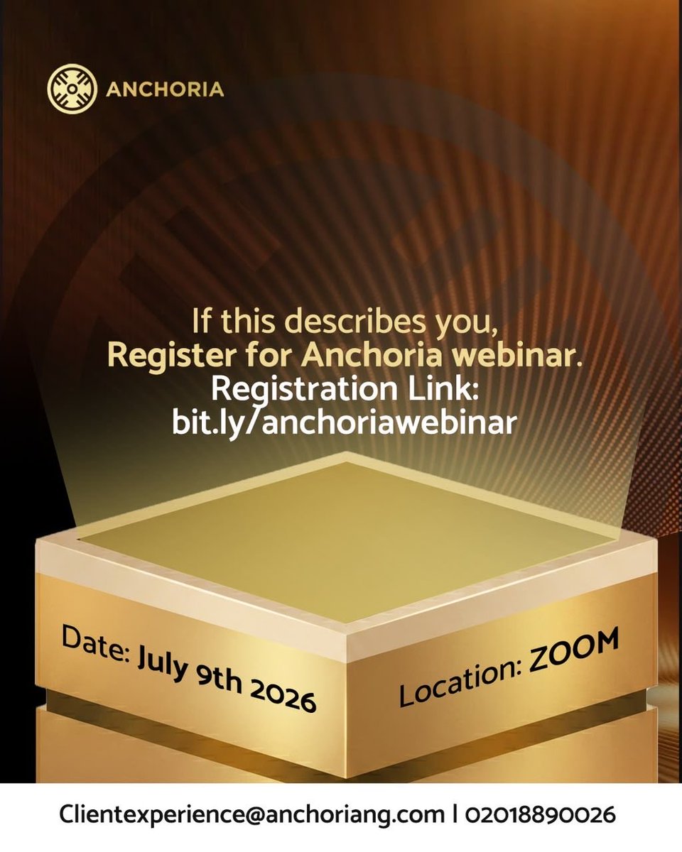 AnchoriaCapital's tweet photo. The wait is almost over! Anchoria Webinar holds tomorrow.

Gain valuable perspectives on today's market landscape. The decisions you make today can shape your financial future. There is still opportunity to register.

Date: July 9, 2026
Time: 11:00 AM
📍 Zoom

Secure your spot via the link.
https://t.co/WFQGSfcJYe