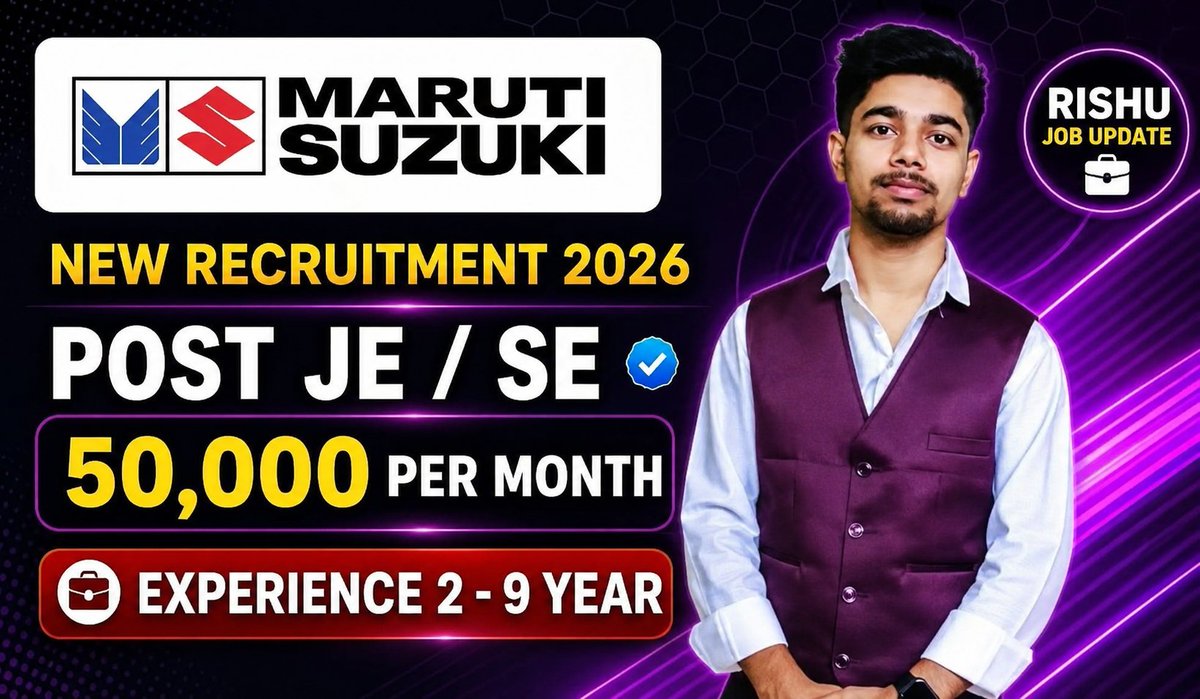 Rishujobupdate's tweet photo. Maruti Suzuki India Ltd Hiring For JE/SE 🤠 Only 2-8 Year Experience
Apply Fast⏩https://t.co/qpVv9SwY11
@Maruti_Corp #Diploma #Btech #Job #DiplomaJob #BTechjob https://t.co/x6u0onVLEj