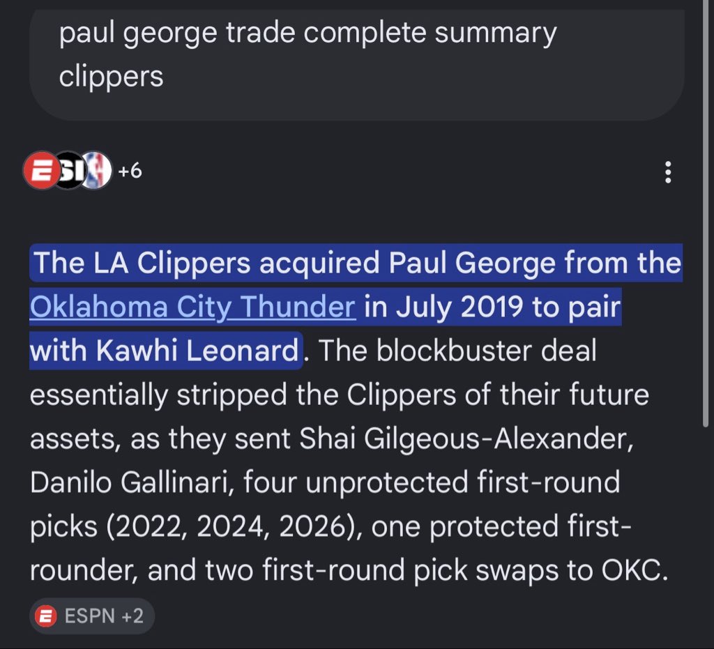 KoigB3's tweet photo. The Clippers really traded SGA and a *14 year old for Paul George https://t.co/EmwssuqMXn