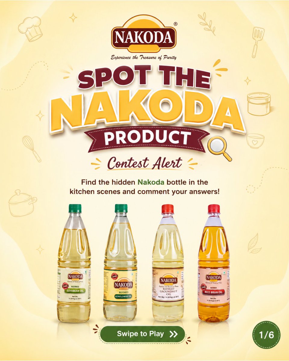 nakodagheetel's tweet photo. Think you have sharp eyes? 👀
Spot the hidden Nakoda product and comment your answer below!

#Nakoda #SpotTheProduct #ContestAlert #KitchenGame #FoodBrand #IndianKitchen #SwipeToPlay #EngagementPost https://t.co/vy4QFnPkw8