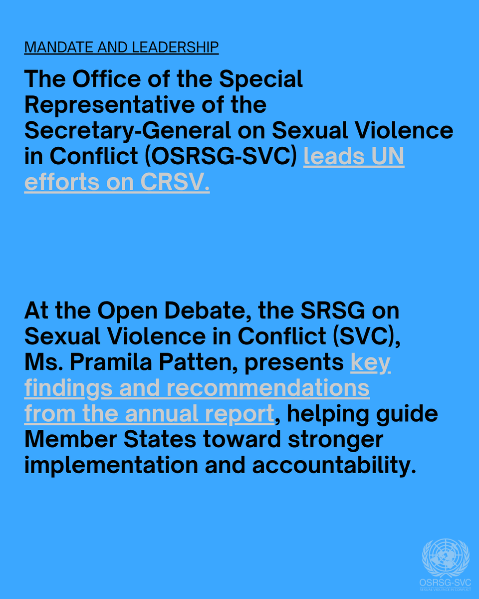endrapeinwar's tweet photo. What is the @UN Security Council Open Debate on Conflict-Related Sexual Violence (CRSV)?
Held annually, the Open Debate brings together Member States, survivors, civil society, and experts to address the devastating use of sexual violence in conflict.
This year’s discussion will focus on honoring the promise of international law to survivors of conflict-related sexual violence - examining how the international community can close accountability gaps, strengthen justice mechanisms, and ensure that survivors remain at the center of prevention and response efforts.