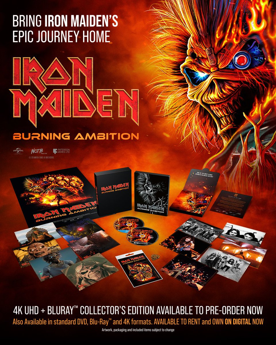 UniversalDocs's tweet photo. The Iron Maiden: Burning Ambition 4K UHD + Blu-Ray Collectors Edition is available to pre-order NOW!
Also available in standard DVD, Blu-Ray and 4K formats🔥
Go to https://t.co/S7gdXWfjga to find out more!
#IronMaiden #IronMaidenBurningAmbition
@ironmaiden https://t.co/FkpmJXl73Z