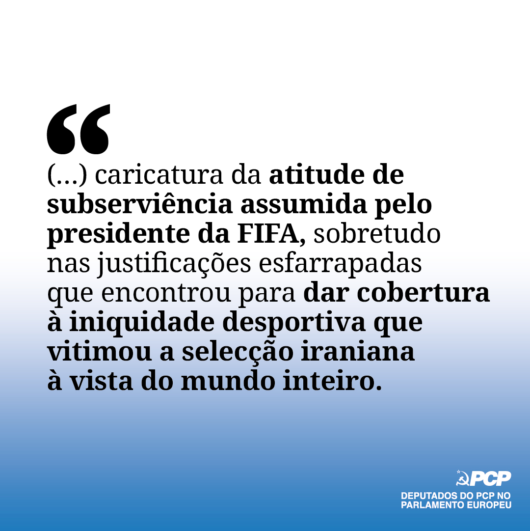 deppcppeguengl's tweet photo. ✍️ Artigo do deputado do PCP no Parlamento Europeu, João Oliveira, no Diário de Notícias
👉A batota num mundial de prepotência
➡️Conhece o artigo➡️https://t.co/sphL2BCvYY
#PCP #partidocomunistaportugues #semprecontigo #paraoquederevier #mundial #batota #eua https://t.co/QoWvyDwcyA