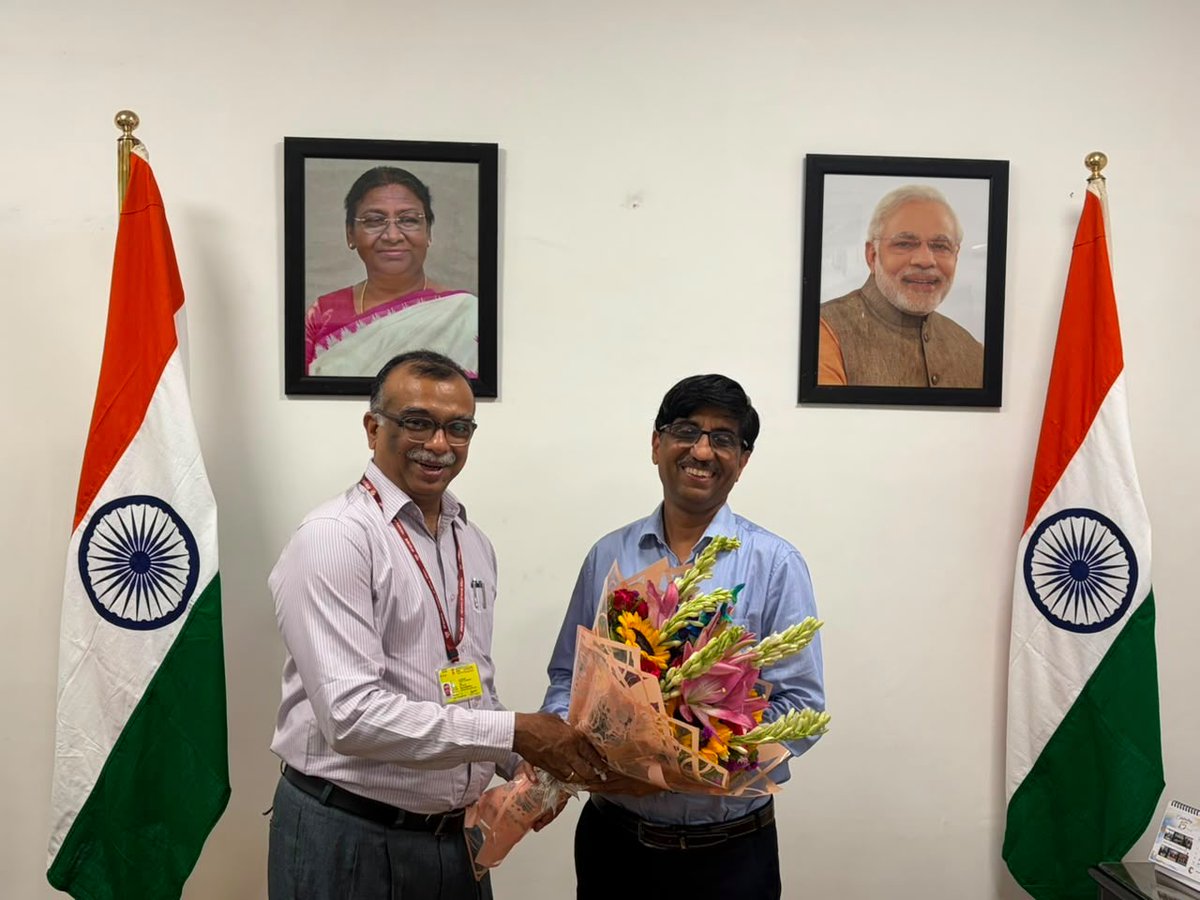 karandi65's tweet photo. Dr. Umesh Waghmare, the newly appointed Secretary of @IndiaDST, called on me at @NITIAayog today.

We had an engaging discussion on the Department’s ongoing programmes, national missions and priorities for strengthening India’s science, technology and innovation ecosystem. I congratulated Dr. Waghmare on his appointment and wished him every success in his new role.

Looking forward to working closely with @IndiaDST  to advance India’s science, technology and innovation agenda in support of #ViksitBharat.