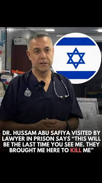iskandrah's tweet photo. Urgent: Dr. Hussam Abu Safiya, Director of #Gaza's Kamal Adwan Hospital, has been detained by Israel for over 400 days without trial. Reports indicate his health is failing and his life is at risk. Healthcare is not a crime. 🩺🆘

Release Dr. Hussam Abu Safiya now. 🕊 https://t.co/pjrBAEndlw