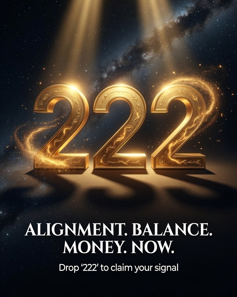 imoneymantra's tweet photo. Seeing 222 is not a coincidence. It never was.

222 is the universe's signal of perfect alignment - the sign that everything you have been working toward, praying for, and believing in behind closed doors is now coming into balance and lining up in your physical reality.

It is a message that says: your finances are aligning. Your partnerships are aligning. Your timing is aligning. The people, the deals, the money, the breakthrough — all of it is moving into position right now as you read this.

You are not behind. You are not forgotten. You are not too late.

You are exactly where you are supposed to be — and where you are supposed to be is one step away from everything changing.

Trust the 2s. They never lie.

Drop '222' to claim your signal 💫
