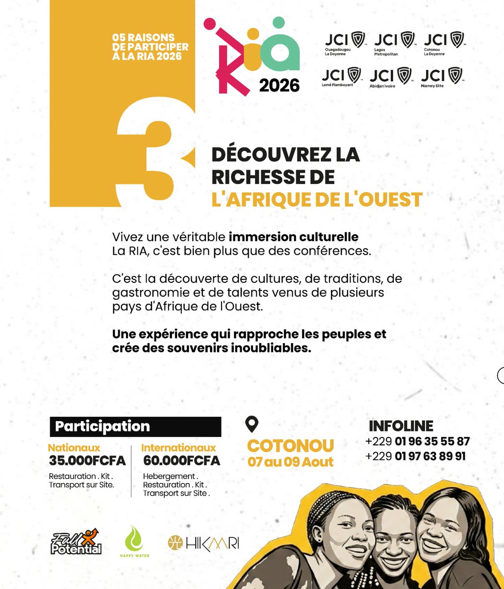 jci_la's tweet photo. Vivez une véritable immersion culturelle.
La Rencontre Internationale de l’Amitié (RIA), c'est bien plus que des conférences. 

C'est la découverte de cultures, de traditions, de gastronomie et de talents venus de plusieurs pays d'Afrique de l'Ouest. https://t.co/Ej4Dpf6wWM