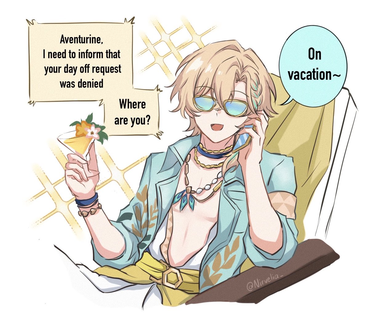 nirvelia_'s tweet photo. On vacation #aventurine #hsr https://t.co/wVLyBcAVTq