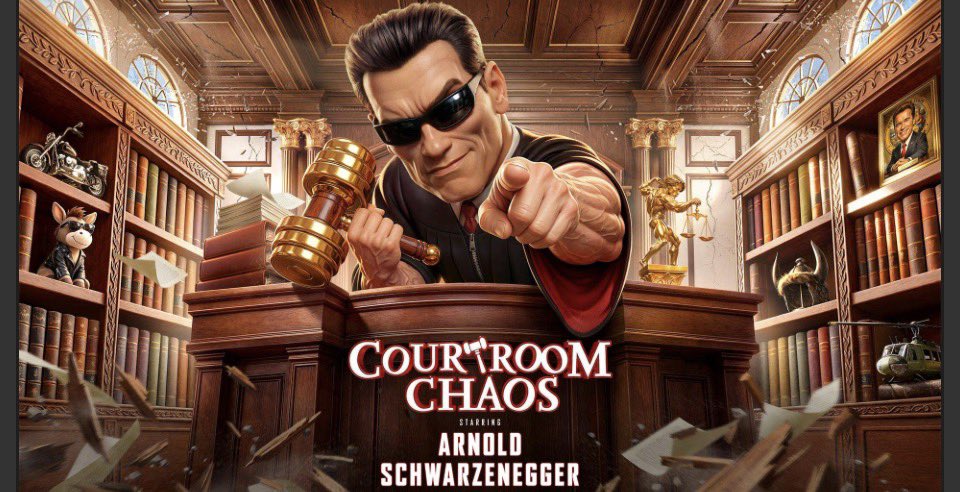 TheArnoldFans's tweet photo. Exclusive: Are more Arnold  games in the works beyond Courtroom Chaos? @Schwarzenegger 

https://t.co/thOMcUJO59 https://t.co/LPIbtah4Cq