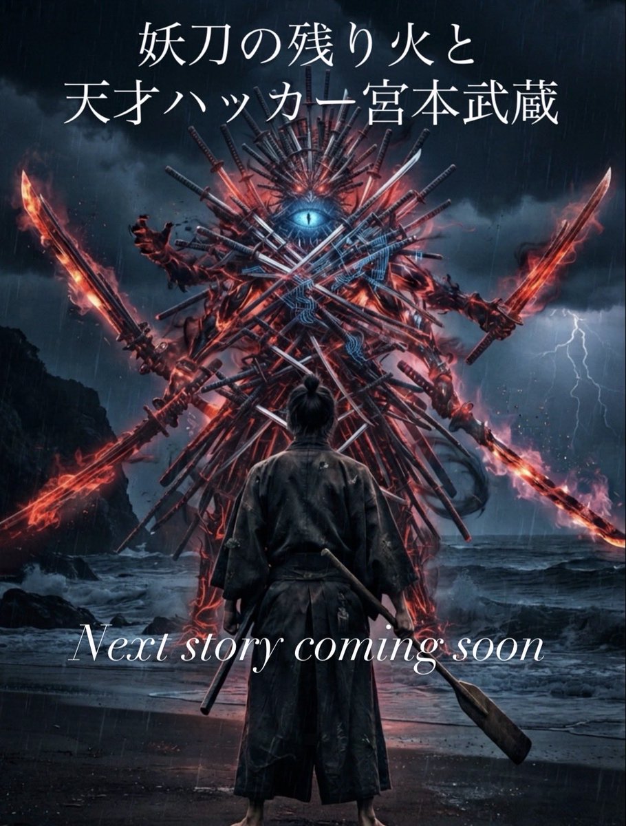 NEON_prototype's tweet photo. SF歴史小説
PROTOTYPE 23 
妖刀の残り火と天才ハッカー宮本武蔵

noteにてまもなく公開

戦いを終えた巌流島で
NEONを喰らう村正の呪い

極限状態の中で繰り広げられる
武蔵の真骨頂
不動明王さえ欺くその策は
果たして救済か？
新たな呪縛の始まりか？

PROTOTYPE無料公開中
https://t.co/Ziu1myfYWa https://t.co/V9abgWaj6T