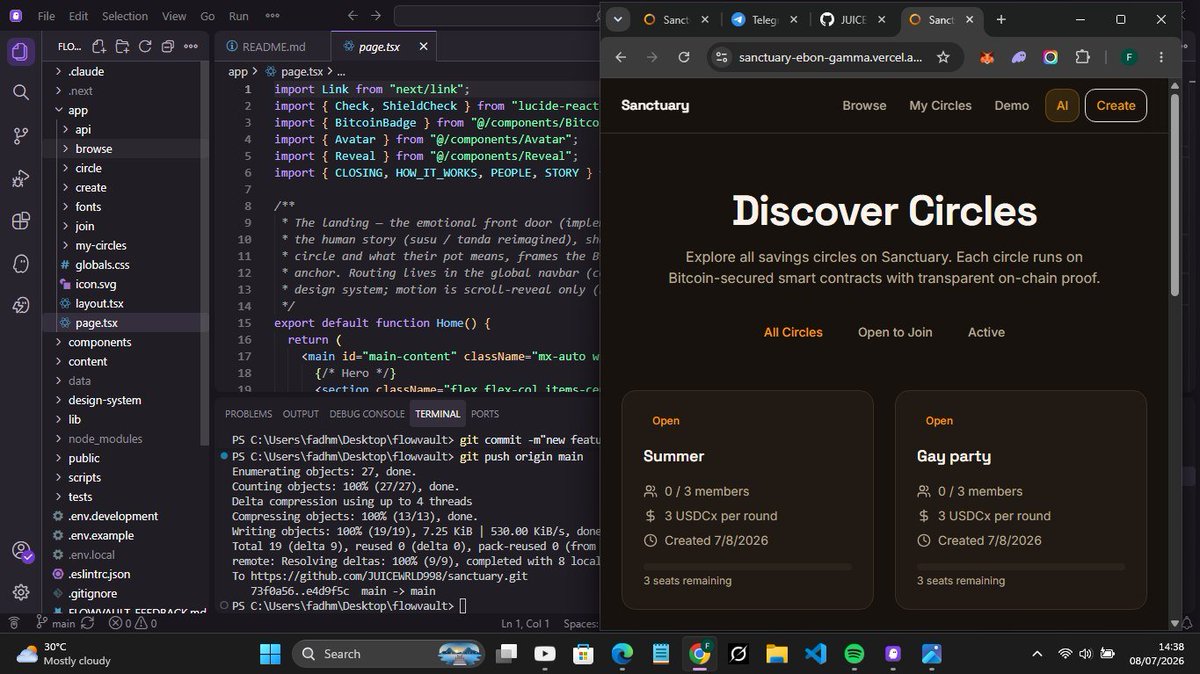 sanctuarygd's tweet photo. Added new features to sanctuary, users can now browse for opening circles and then join, also users can their personal circles, built on @flowvault with @Stacks https://t.co/Ed3u35kPSQ