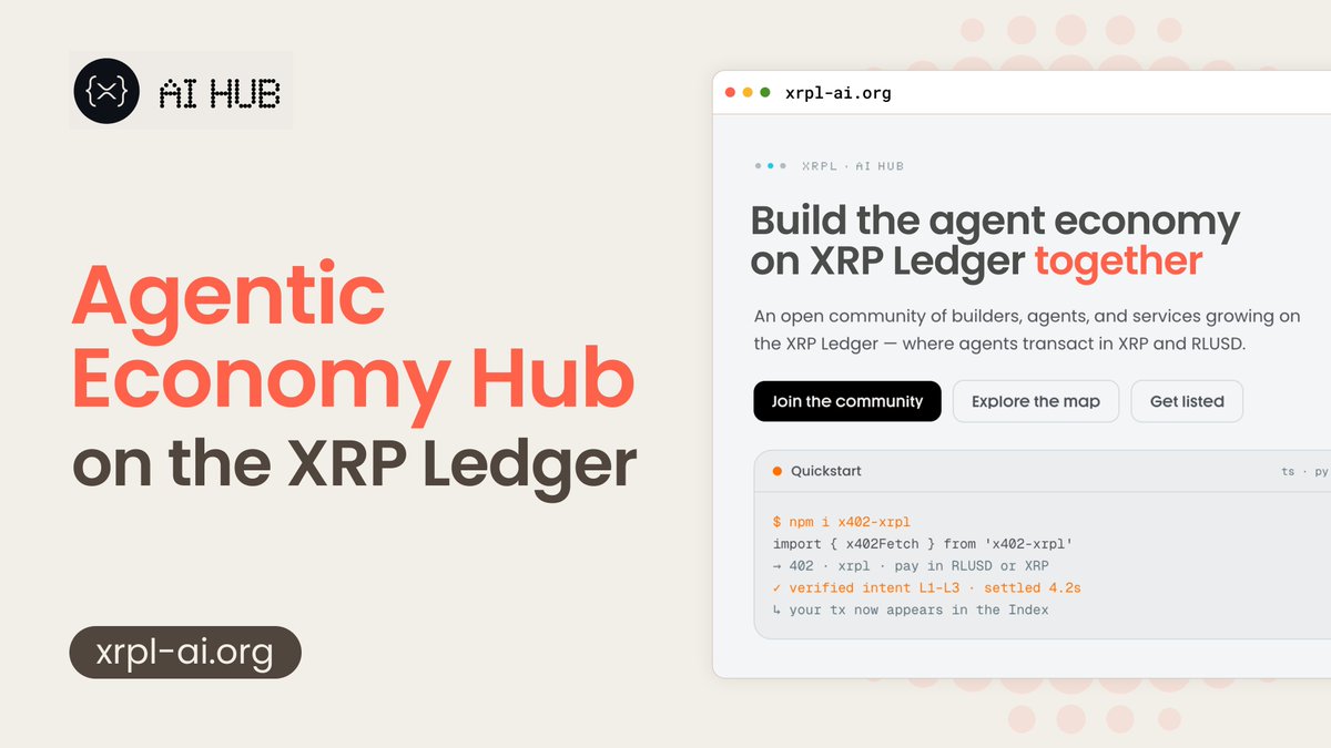 t54ai's tweet photo. AI activity on XRP Ledger now has a home.

Today, we’re launching the XRPL AI Hub, featuring our ecosystem launch partner @virtuals_io.

A single destination for agents, AI projects, tools, and payment services building on the XRPL.

https://t.co/gwLZblD0wf https://t.co/QXewkkYlnR