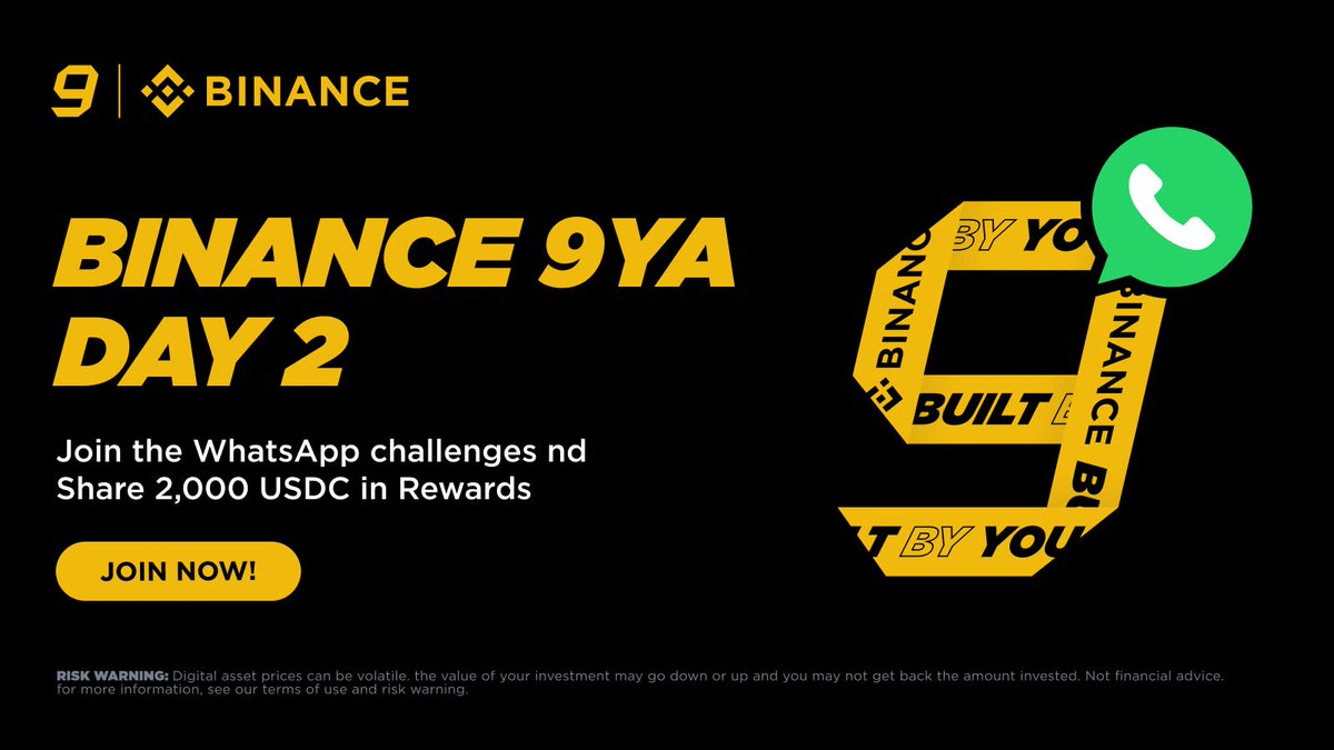ShanuAnsar75982's tweet photo. 🥳 *Binance Turns 9 Day 2 is here!*

🎂 Challenge #2: Make Your First Move

→ Complete a fiat deposit
→ Drop your proof screenshot into 👉 https://t.co/7PUL5u8E9Q
📅 You have until July 15, 23:59 UTC to complete all 9 challenges

*_Terms and Conditions_: https://t.co/Wx5sZkrfnU https://t.co/Qn1TVu73DV