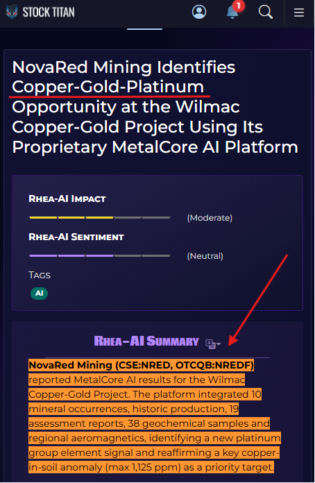 md_rsna's tweet photo. Listen up metal-tech crew, the chip wipeout makes the $NRED angle even more interesting to me.

When the hot hardware basket cools, I want the next layer of the AI trade. The market is already showing that split: Mag 7 strength is back, SOX is under pressure, and the broader advance-decline lines are printing new highs.

Translation: leadership is rotating, but risk appetite is still alive.

That is why I keep coming back to MetalCore. NovaRed is using AI where the market is still early - mineral exploration. At Wilmac, MetalCore already helped connect 10 mineral occurrences, 19 reports, 38 geochemical samples and aeromagnetics into a copper-gold-platinum target story.

Add the 1,125 ppm copper-in-soil anomaly at North Lamont.

That’s why I’m buying the $NRED thesis: AI software logic applied to real copper ground.

Not financial advice. Charts don’t wait for permission.