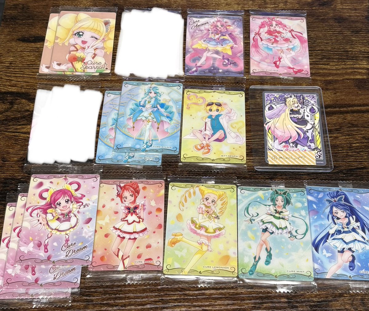 mizui_mo's tweet photo. 【交換】 プリキュア ウエハース 13

譲：1〜3枚目

求：4枚目HRアンサー、過去ウエハース　ピース、イース、異種アルカナシャドウ

HR，たんプリ以外→2枚〜150円(＋送料)でお譲り可
都内手渡しもしくはミニレターにて交換希望です。
お気軽にお声がけください！ https://t.co/l5pSb5TKdD