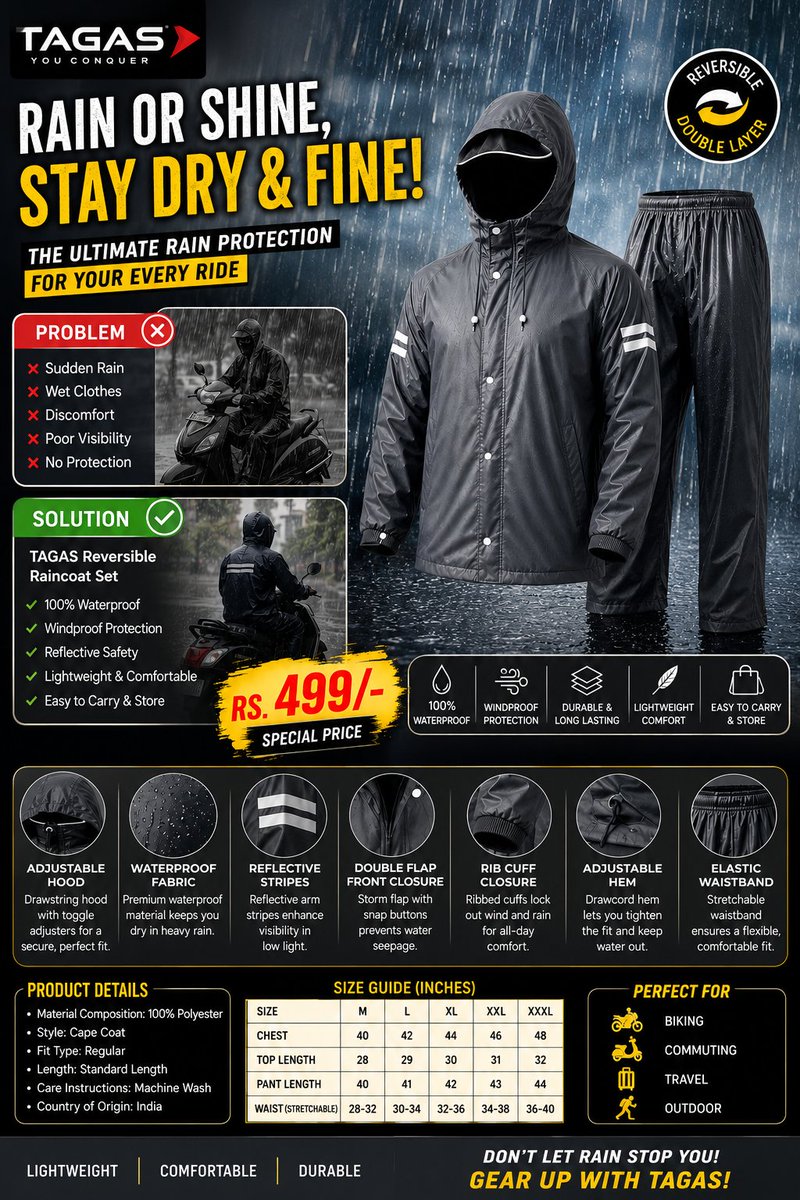 khasnis1981's tweet photo. Bike Ride in Rain? Stay Dry with TAGAS Waterproof Raincoat Set
BUY NOW: https://t.co/aBPYouTAkh https://t.co/lZkgqcwdtb