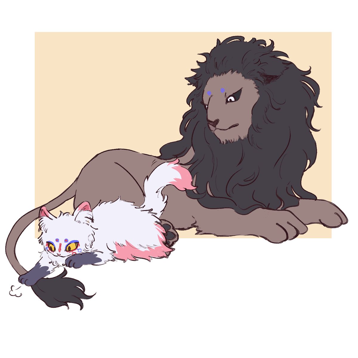 KK_pkmcc's tweet photo. ※擬獣化　
猫と獅子 https://t.co/XevUMVz6Rn