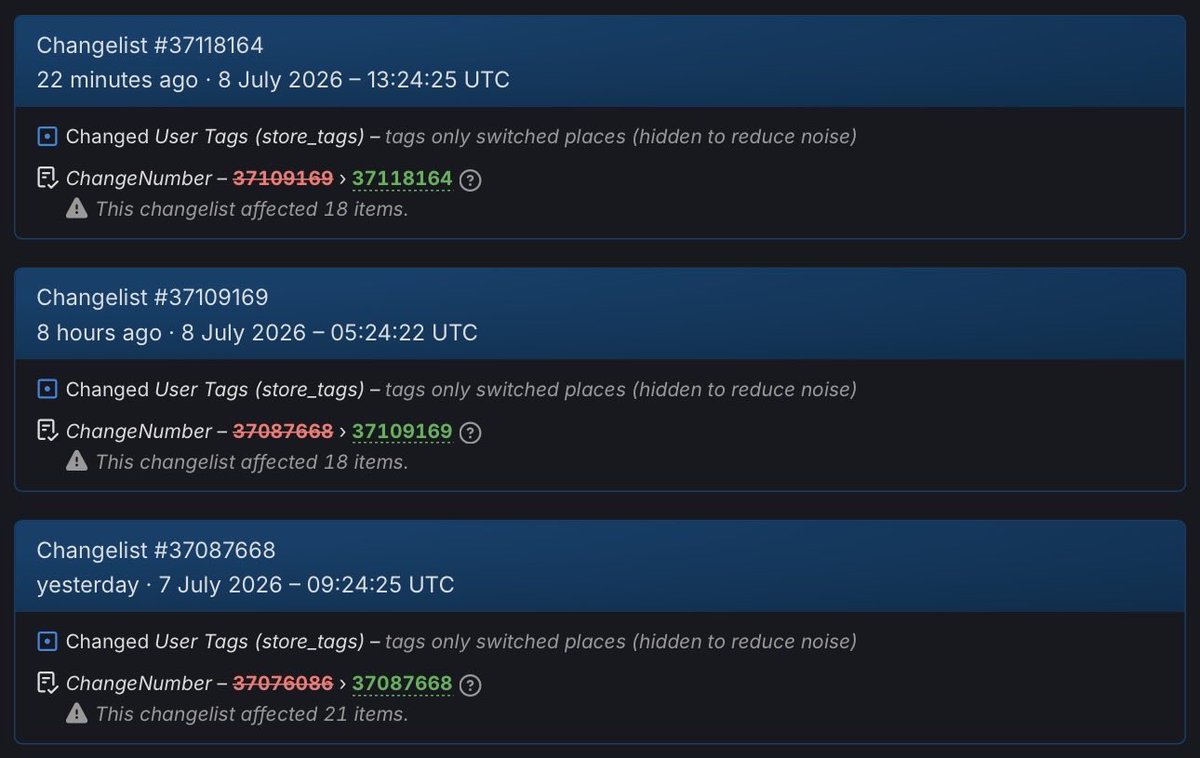 cs2news's tweet photo. 🚨A CS2 change has been detected.

Do you think the update will be released tonight? https://t.co/GN0lb8B0QL