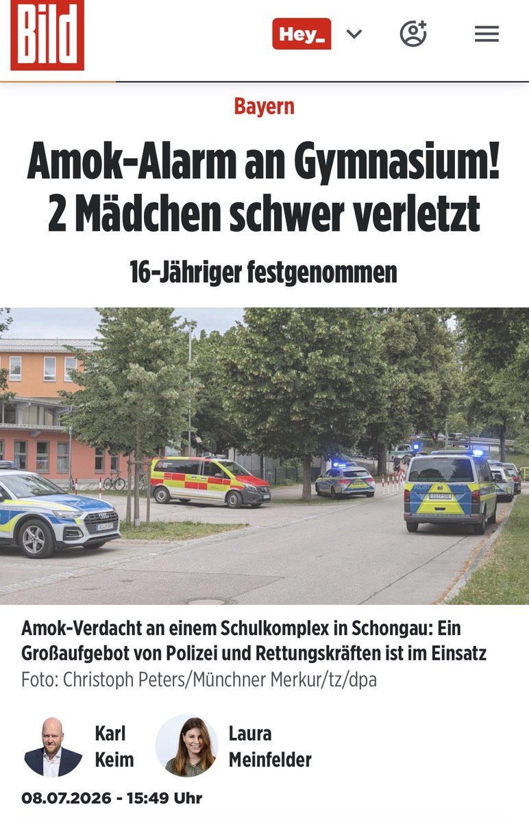Bundeskanz50246's tweet photo. Es gibt mindestens zwei Schwerverletzte, dabei handelt es sich um zwei Mädchen. Ein mutmaßlicher Täter (16) wurde festgenommen, Näheres ist noch nicht bekannt. https://t.co/YbjcKyG2Gu