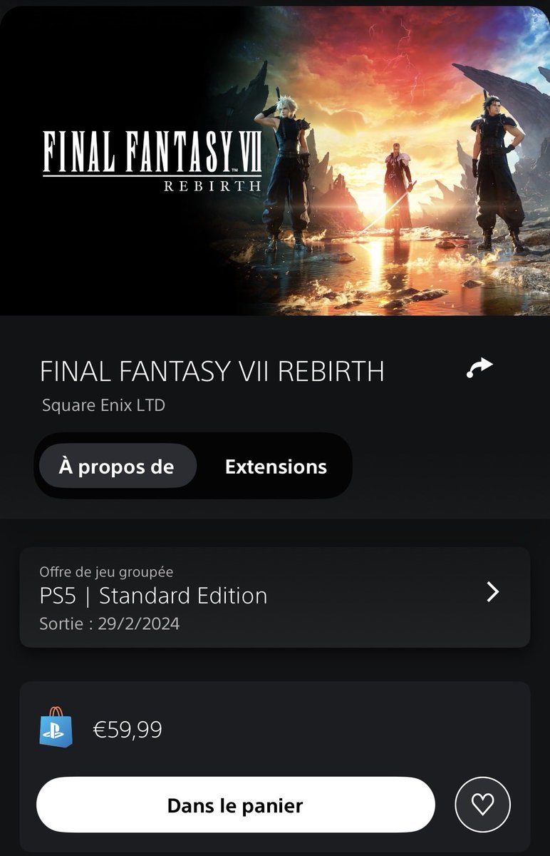 monkeyDju_'s tweet photo. Je viens d’acheter Final Fantasy VII Remake + Rebirth pour 40€ au lieu de 110€ sur le PS Store mais on me dit que je suis censé préférer le digital mdrrrr https://t.co/qqKoBIGf4M