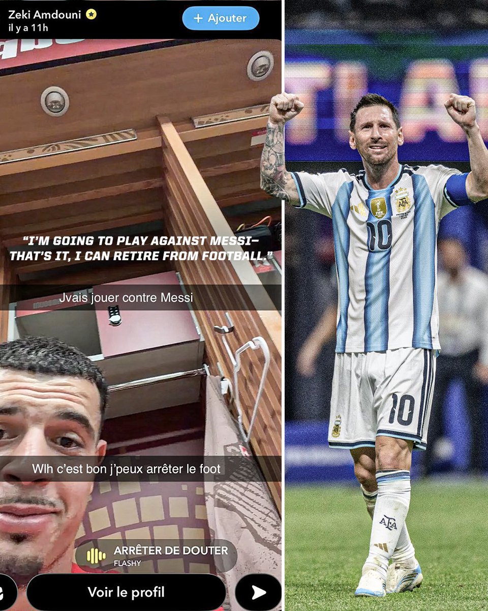 ESPNFC's tweet photo. Switzerland forward Zeki Amdouni shared to his Snapchat story that he will retire from football now that he's going to play against Messi 😭 https://t.co/O3mNmjAjr1