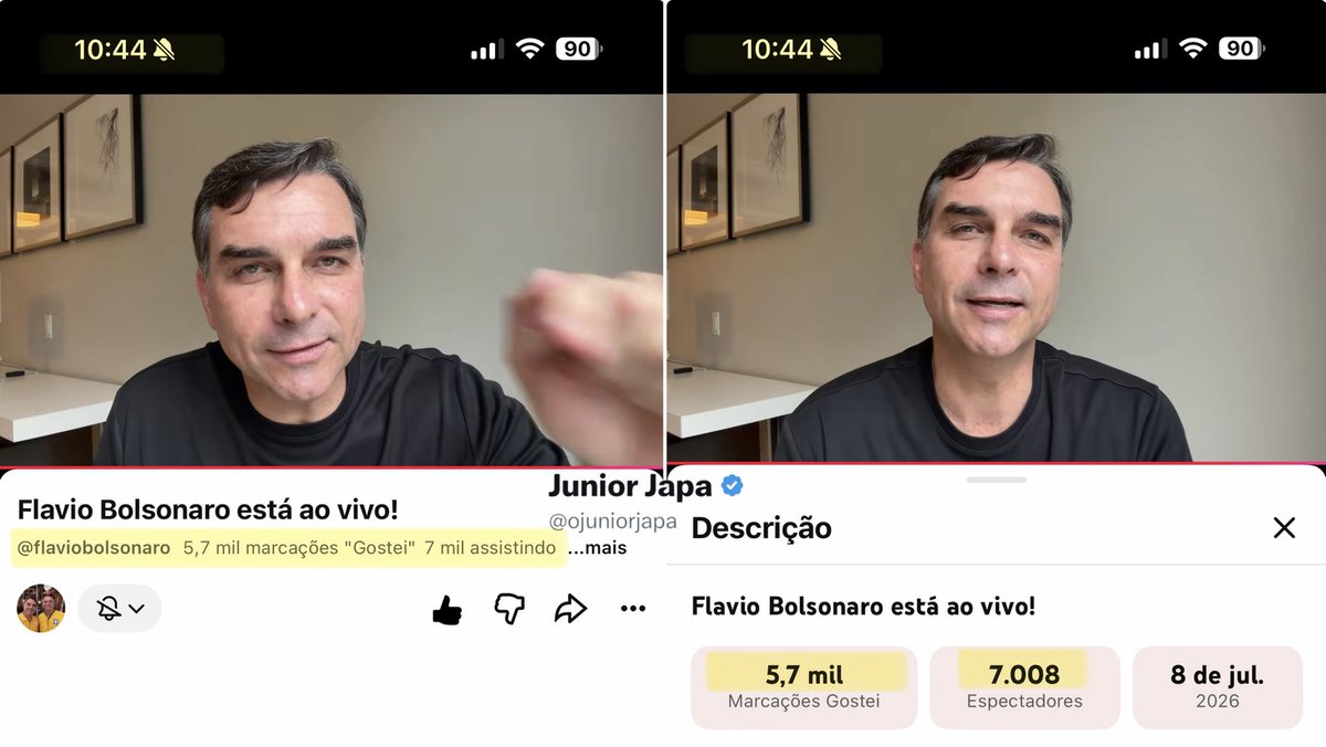 ojuniorjapa's tweet photo. Flávio abre uma live do nada 10h44 da manhã e tá lá 7 mil pessoas assistindo, mais de 5700 curtidas, milhares de comentários.

Isso mostra a força de um pré-candidato mais do que resultado de qualquer pesquisa.

Fica claro do pq a “assessoria” de imprensa dele não organiza entrevistas, lives e mais conteúdos como esse.

Quanto mais o Flávio fala e aparece, mais cresce. Contra tudo e contra todos os boicotes internos e externo.

Deixem o Flávio falar e aparecer, ele é o pré-candidato não Marinho ou qualquer outro por aí!