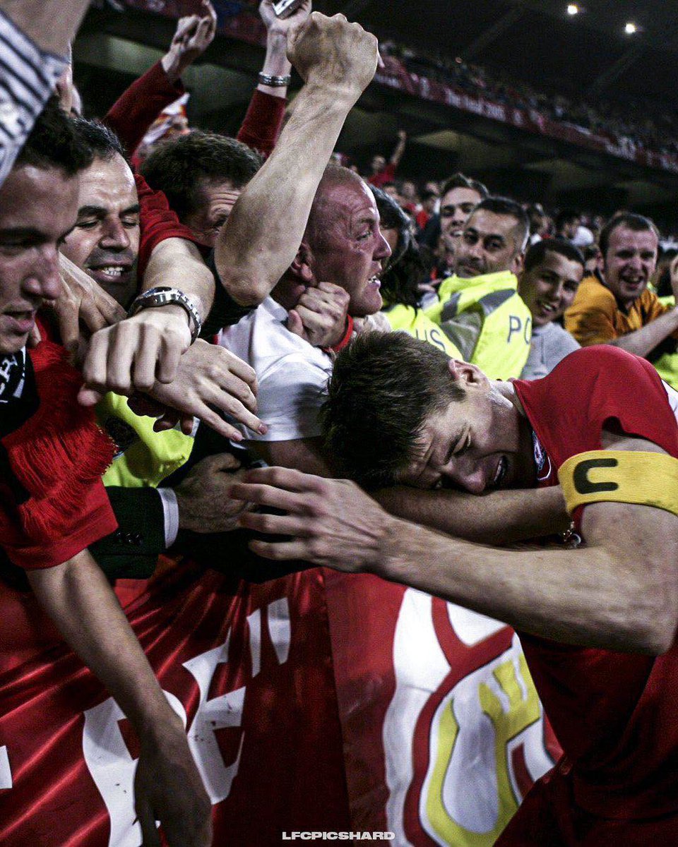 LFCHistoryShow's tweet photo. That very moment when you know you have just won the Champions League with your boyhood club. What an incredible night it was in Istanbul in 2005 for anyone, Fans &amp; Players (like Steven Gerrard) who was there. the Greatest European Final bar none. #LFC #istanbul #Liverpool #YNWA https://t.co/VFDdJiF5FF