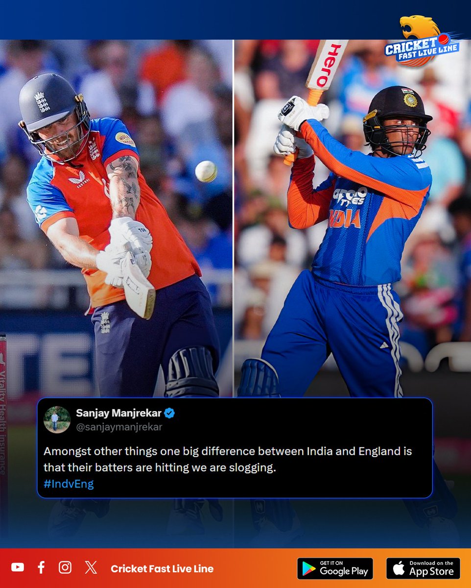 cfll_official's tweet photo. Sanjay Manjrekar believes the biggest difference between England and India in the ongoing T20I series is simple: hitting versus slogging. 🏏

.

.

.
#INDvENG #IndiaVsEngland #SanjayManjrekar #T20ICricket #CricketAnalysis #CricketTrending #CricketLovers #INDvsENGT20 #TeamIndia https://t.co/yUtqvvpa0l