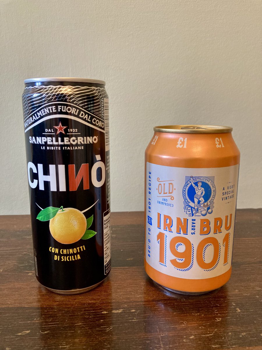 molmutius's tweet photo. Just had a delivery:

1. Imported San Pellegrino Chinò
2. Irn Bru 1901

Both with real sugar. Neither with garbage sweeteners. 😍

I’d do a taste test later and report back.

#WeWantProperPop #StopTheSugarTax https://t.co/XVrheVpxvt