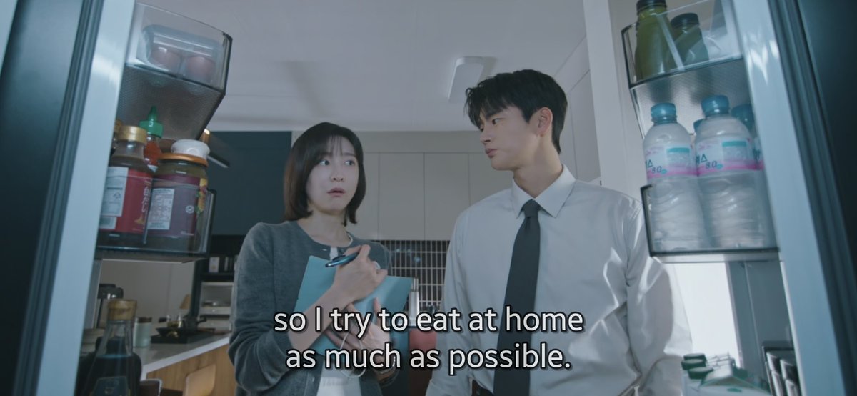 daheeverse's tweet photo. oh finally we got a 'workaholic boss' here with his fridge having a variety of food &amp; drinks instead of just water bottles 😭

#SeeYouAtWorkTomorrow https://t.co/B6yXOlc2KV