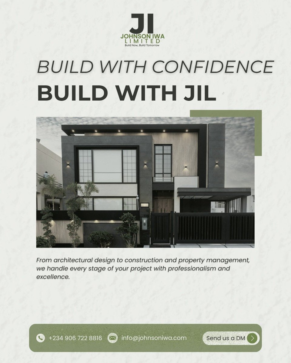 Johnson_Iwa's tweet photo. Planning ahead helps you avoid costly mistakes, delays, and unnecessary stress. Before you build, make sure you've covered these five essential steps.

📞 +234 906 722 8816 || 📧 info@johnsoniwa.com

👷🏽‍♂️✨ Build Now. Build Tomorrow✨
 
 #buildingsmart https://t.co/IYvJzKm3QE