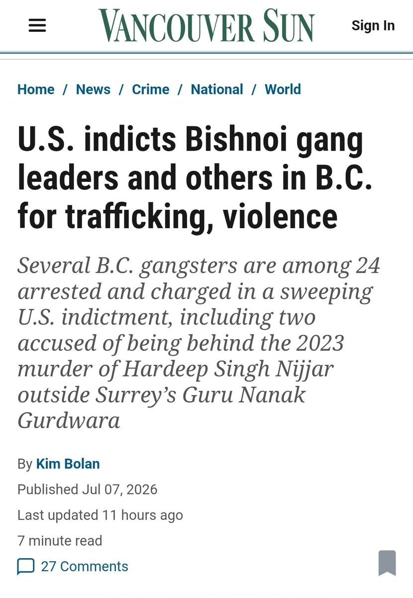 DanKnightMMA's tweet photo. India’s jailbird Bishnoi gangsters rolling into B.C. on fake student visas to assassinate Sikhs, extort businesses and flood the place with fentanyl? Shocker.

DEPORT ALL INVOLVED https://t.co/TVq7s6E9zp