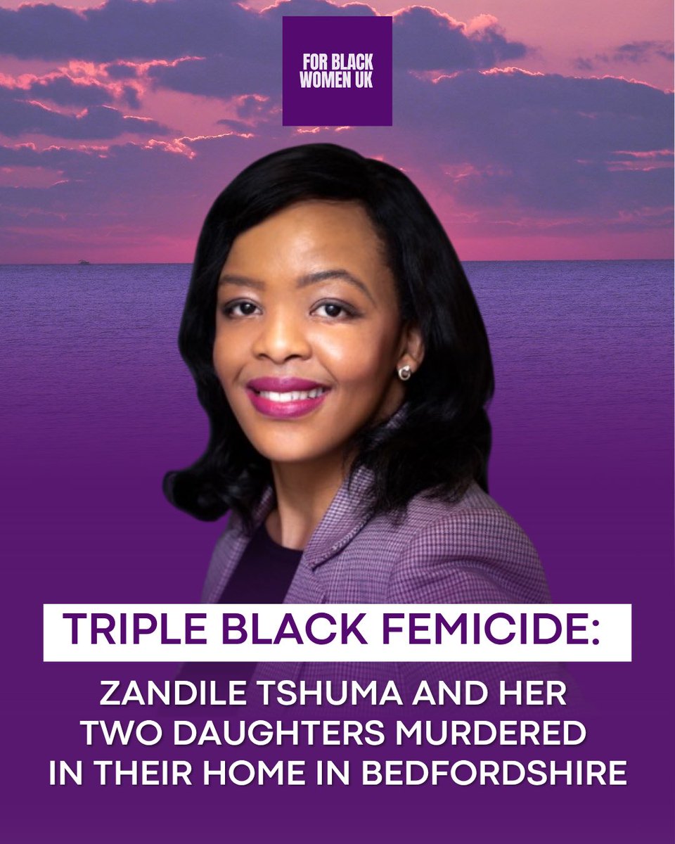 forblackwomenuk's tweet photo. Triple Black femicide: Zandile Tshuma, 42, and her daughters Natalie, 15, and Nala, 5, were found dead in Bedfordshire.

Police have named her husband and the girls’ father, Ndodana Mkhanyisi Tshuma (also known as Mark), as a suspect and believe he left the UK for Zimbabwe. https://t.co/Xi6BxZc3oa