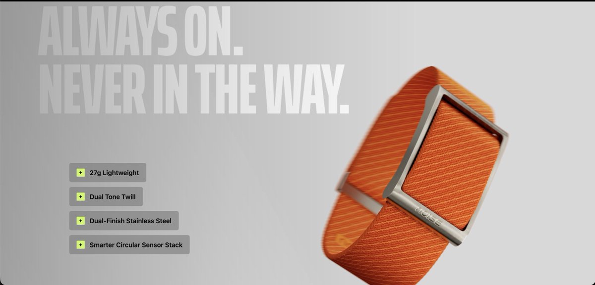 stufflistings's tweet photo. Now, Noise has also launched their version of screen-less fitness trackers.

This one has 24/7 health monitoring, AI-powered insights, heart rate monitoring, HRV, SpO2, sleep, stress, recovery, VO2, and automatic workout tracking.

No subscription needed, costs Rs 9999

The Noise REP...